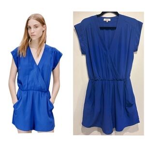 Aritzia Babaton Royal Blue 100% Silk Romper (S)